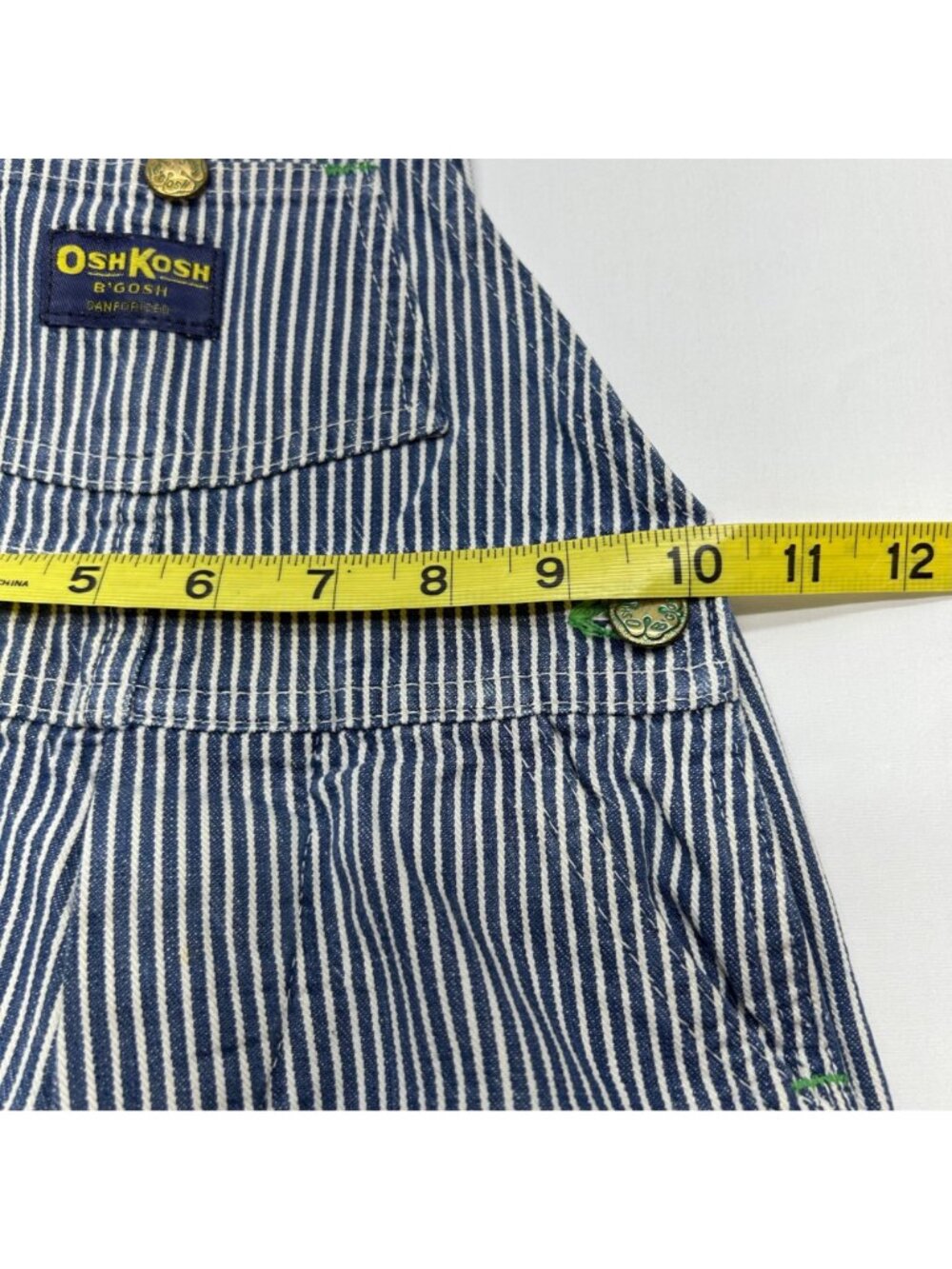 Vintage OshKosh BGosh Sanforized Blue & White Striped Overalls Adjustable Straps - Picture 10 of 16